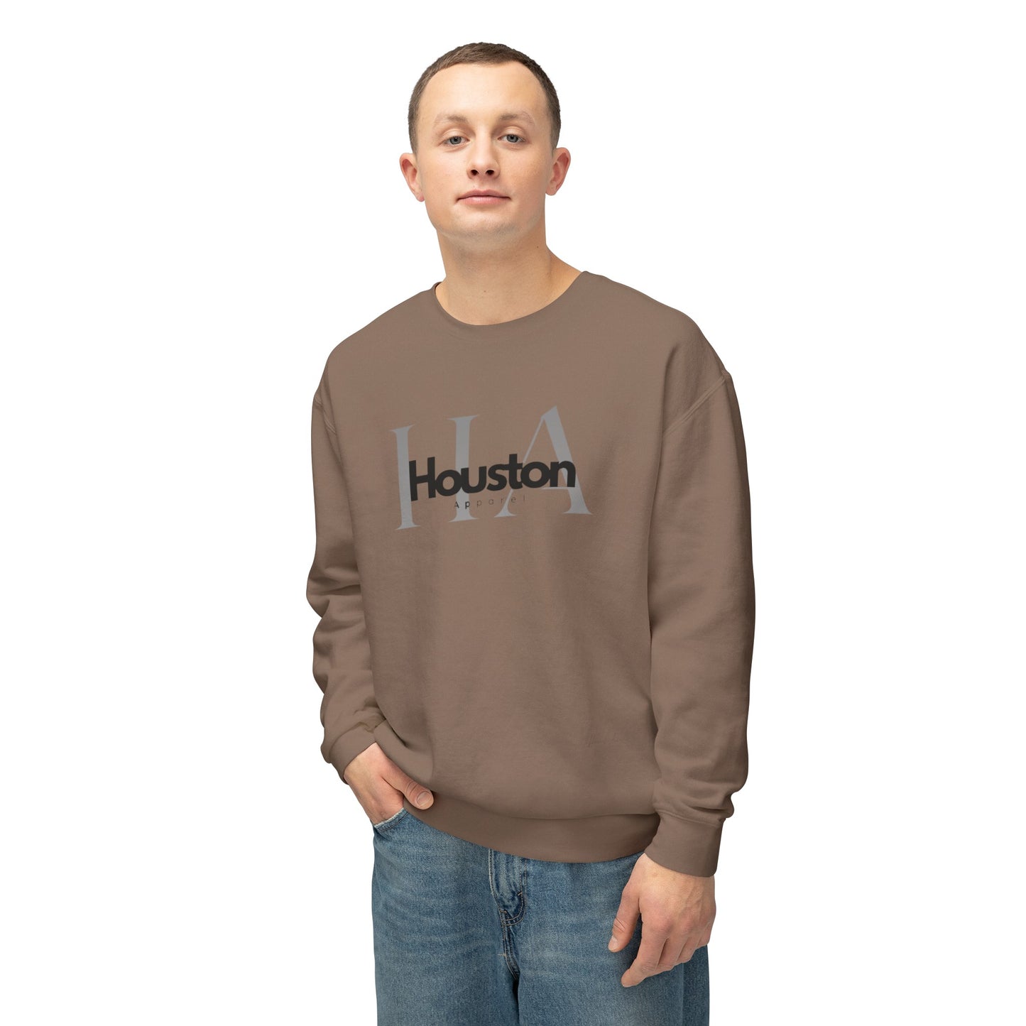 Houston Apparel with logo Unisex Lightweight Crewneck Sweatshirt