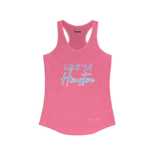 Love ya Houston Blue Writing Women's Ideal Racerback Tank