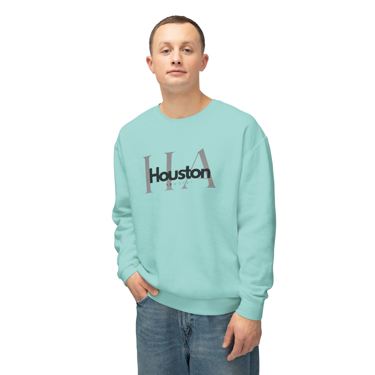 Houston Apparel with logo Unisex Lightweight Crewneck Sweatshirt