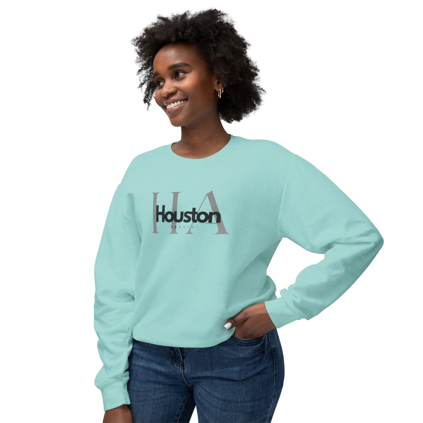 Houston Apparel with logo Unisex Lightweight Crewneck Sweatshirt