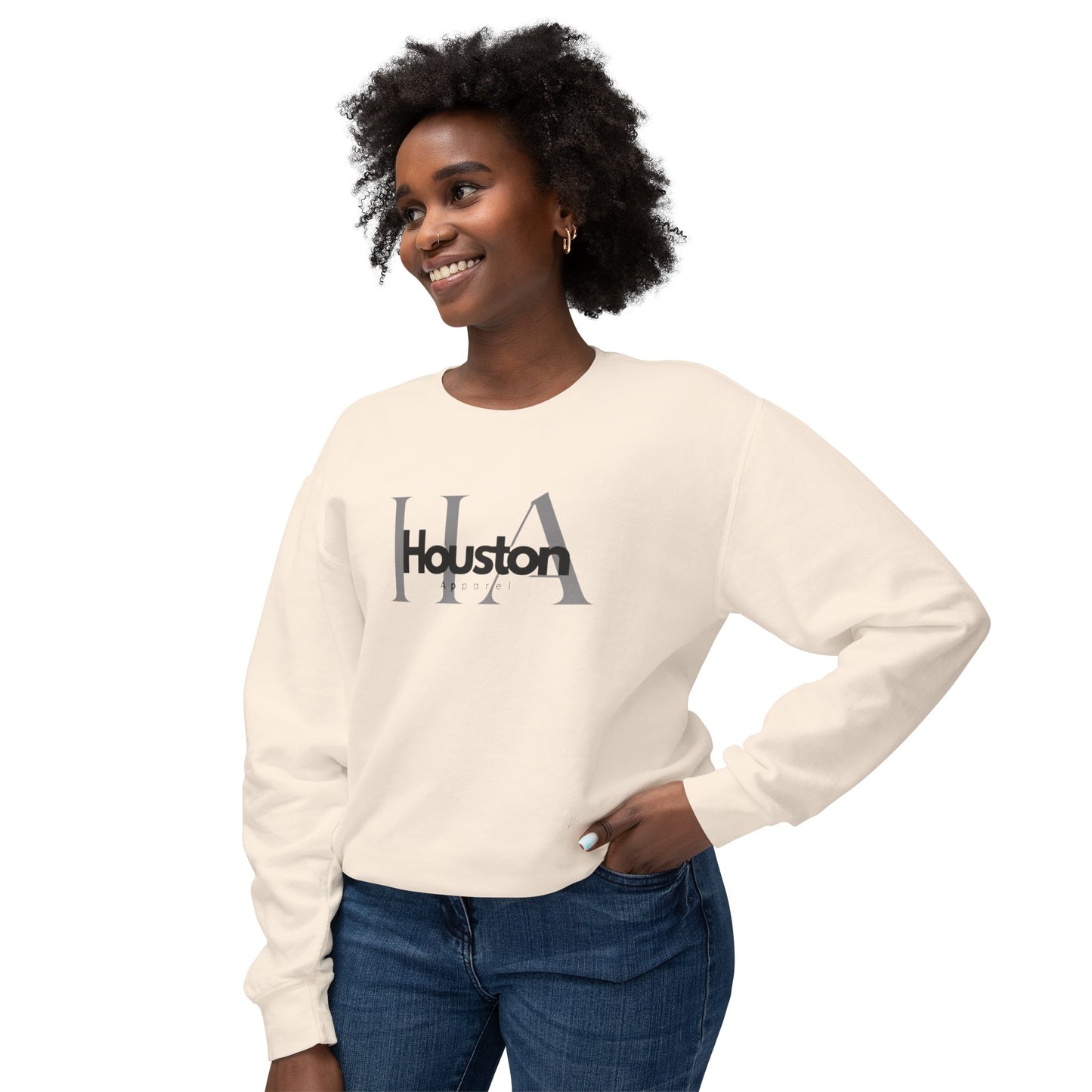 Houston Apparel with logo Unisex Lightweight Crewneck Sweatshirt