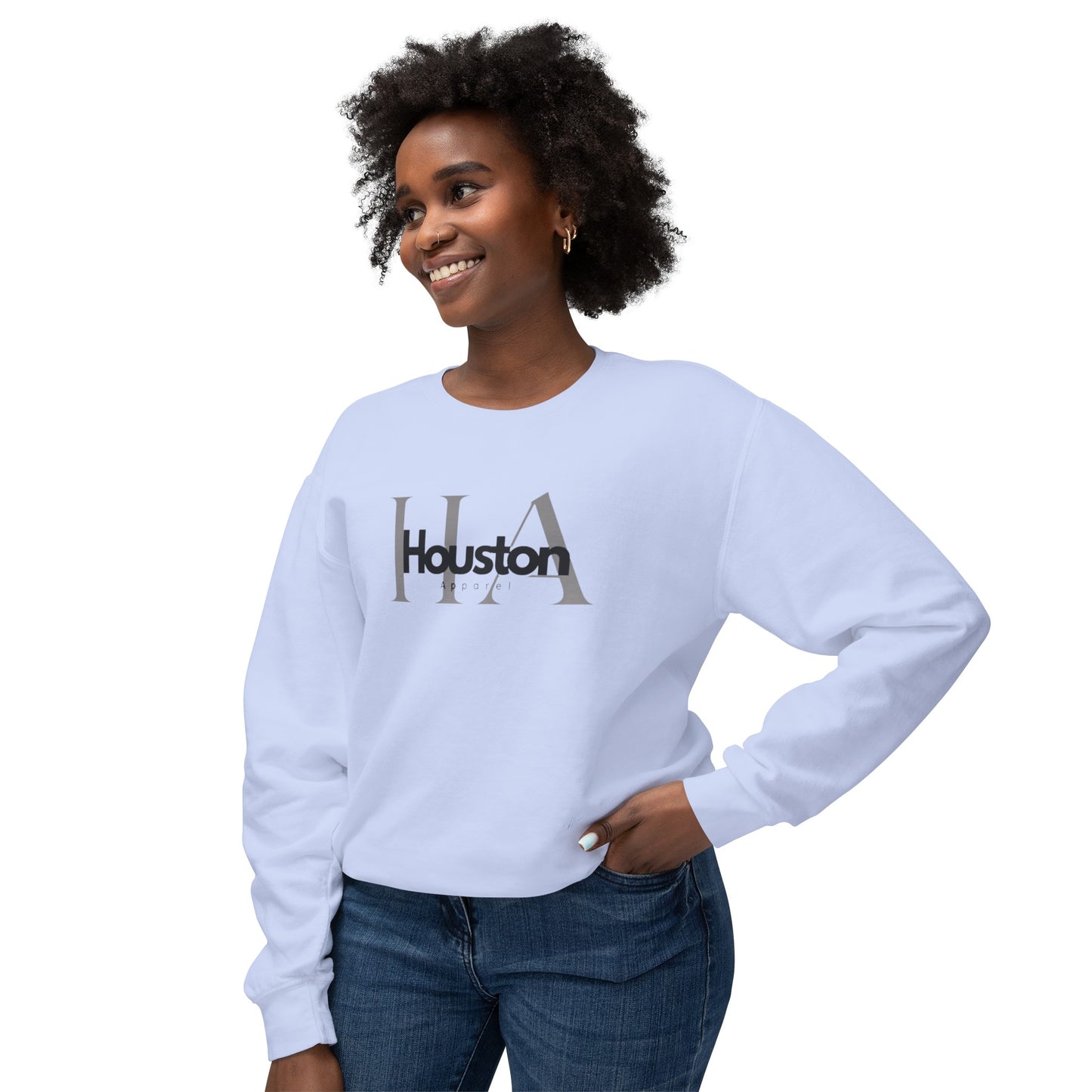 Houston Apparel with logo Unisex Lightweight Crewneck Sweatshirt