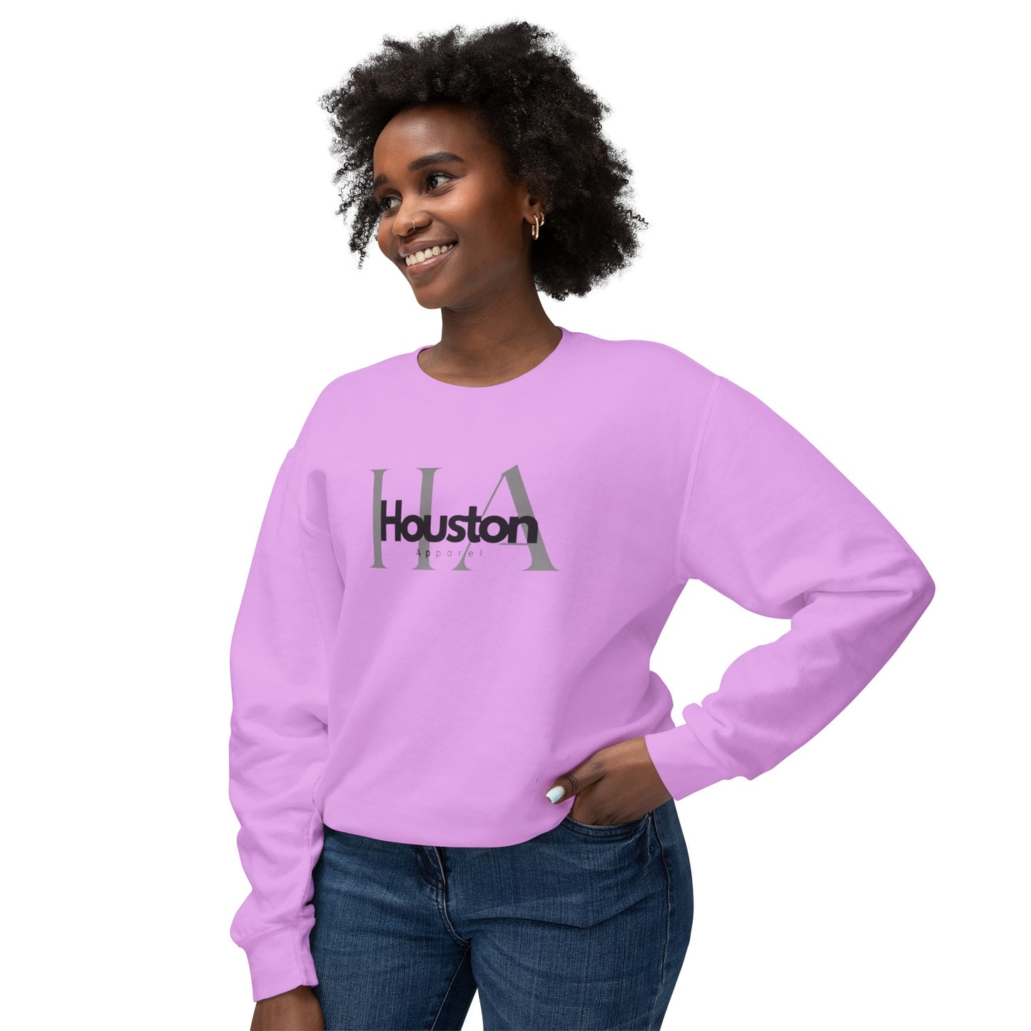 Houston Apparel with logo Unisex Lightweight Crewneck Sweatshirt