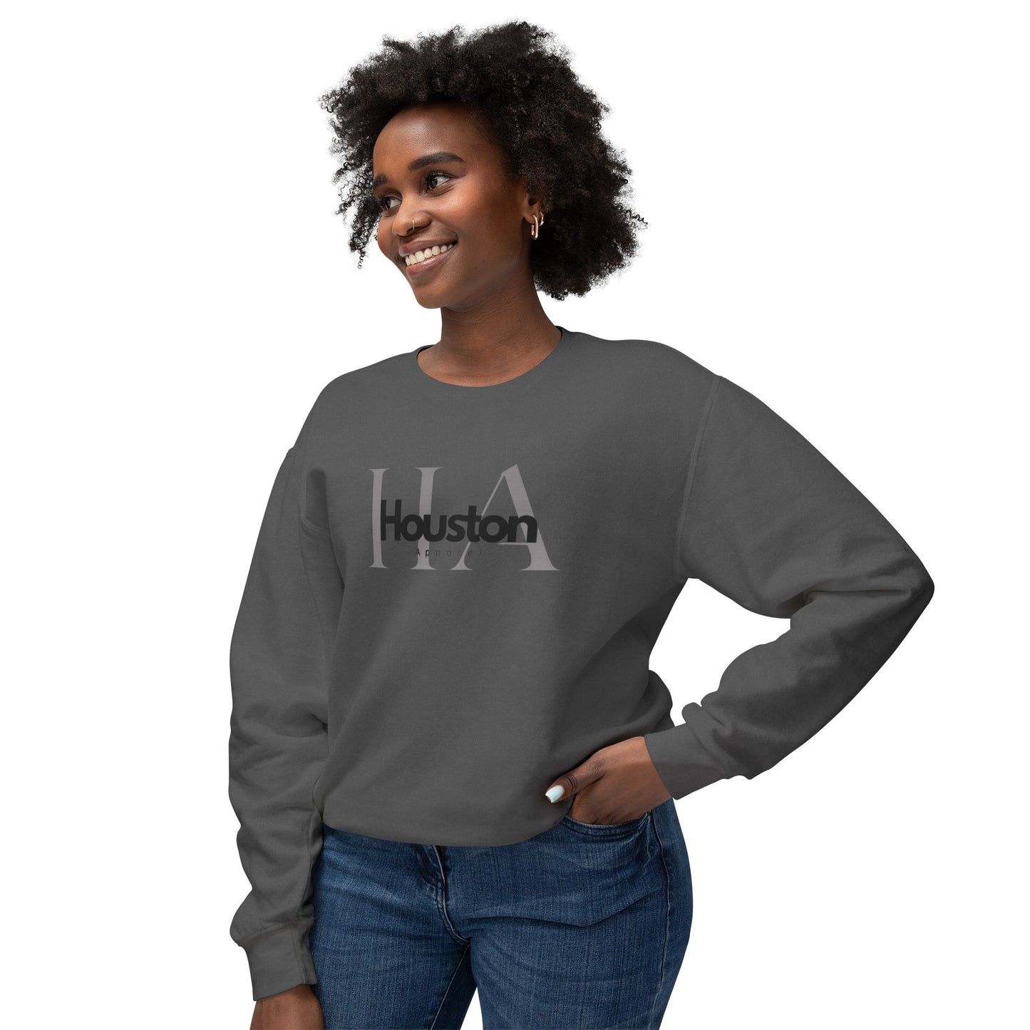 Houston Apparel with logo Unisex Lightweight Crewneck Sweatshirt